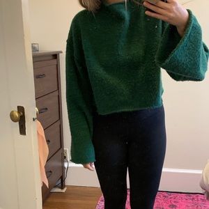 Free people green bell sleeve sweater